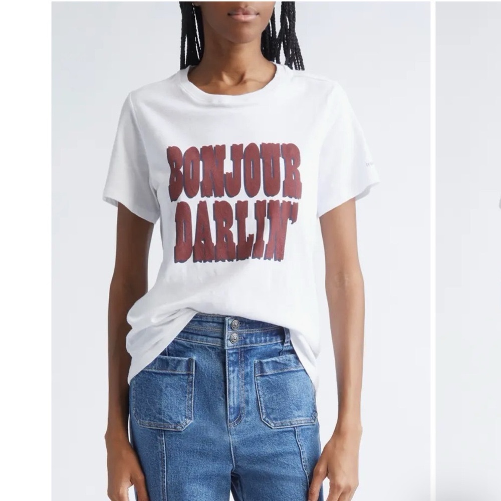 Cinq à Sept Bonjour Darlin Graphic T-Shirt White/Wineberry